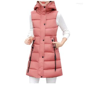 Kvinnors västar hoodie väst vinter varm bomullsskadad casual vindbrytare solida färger röd ärmlös kvinnlig klassisk waistcoat1 stra22