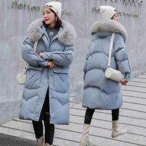 Qingwen Women Winter Jacket Cotton Padded Jacket Female 2021 New Korean Fashion Thick Mid-Length Loose Parka Manteau femme L220725