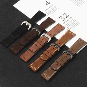 Luxury Brand Handmade 28mm Thick Black Brown Gray Calf Genuine Leather Wrist Watch Band For Seven Friday Strap Belt watchband