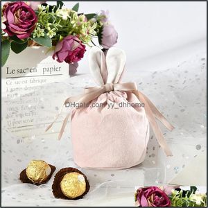 Confezioni regalo Articoli per feste per eventi Festivo Giardino domestico Personalizzato Veet Sacchetto di Pasqua Bomboniera Orecchie di coniglio Design Secchiello per caramelle Morbido peluche Matrimonio P