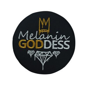 Noções de costura Melanina DEUSA Remendos de bordado Diamante e design de coroa para camisas de roupas Ferro no remendo