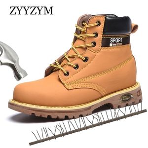Men Steel Toe Safety Boots Spring Autumn High Top Nonslip Outdoors Man Protective Work Shoes Protection Footwear Y200915