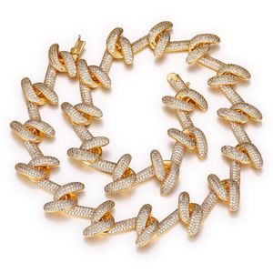 Zincirler hip hop pençesi ayarı 5a cz taş bling 23mm kanca bağlantı zinciri kolye erkekler için rapçi mücevher hediye zincirleri phainschains