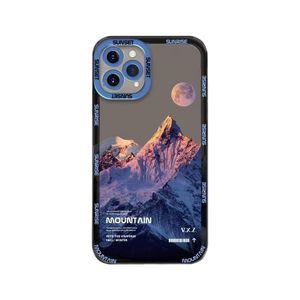 Случай сотовых телефонов для iPhone 13 12 11 Pro Max Art Snow Mountain Landscape Clear Chlear Chase для x XS xr Soft Silicone Transparent Cover