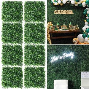 Decorative Flowers & Wreaths 25x25cm Artificial Plant Lawn Grass Wall Backdrop Fake Privacy Fence Screen Outdoor Garden Yard Terrace Home