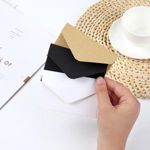 Gift Wrap 20pcs Black White Kraft Paper Retro European Envelope Blank Solid Color Card Wedding Invitation Message Postcard