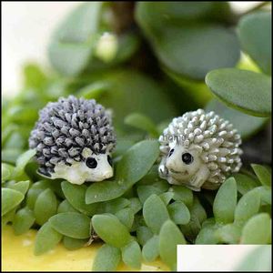 Cute Mini Resin Hedgehog Micro Landscape Miniature Fairy Animal Moss Bottle Succent Plants Pot Decoration Ecological Props Drop Delivery 202