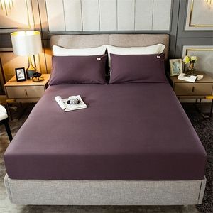 Nuovo prodotto 1 pezzo 1 pezzi 100% Cotton Solid Color Mattress Cover Four Oners con elastici a banda Banda necessita di fogli ordini 201113