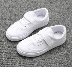 2022 New Spring All White Children Leather Shoes Boy Student Leisure Girl Sneakers Lightweight Casual School Shoes Flat