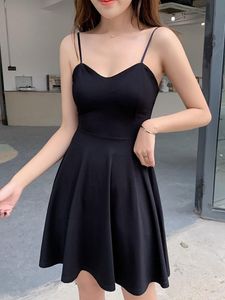 Casual Dresses Black A Line Sling Women s Dress Summer Backless Sexy Low Cut Mini Party For Women Evening Clubwear Female Clothing Robec
