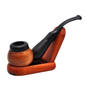 Hand-made freestyle ebony wood detachable filter curved handle smoking accessories tobacco pipe