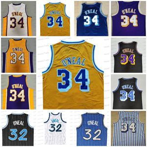 Retro Herren-Basketball-Trikot, Shaq genähte Trikots, Neal, Gelb, Blau, Weiß, Herren-Trikot