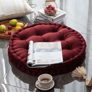 Nordic Velvet Tatami Floor Cushion Meditation Futon Thick Sofa Couch Bench Round Back Seating Pouf Cushion Pillow Indoor Outdoor 220324