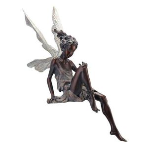 その他の芸術品と工芸品の花の妖精の天使の翼樹脂クラフト飾り庭園装飾