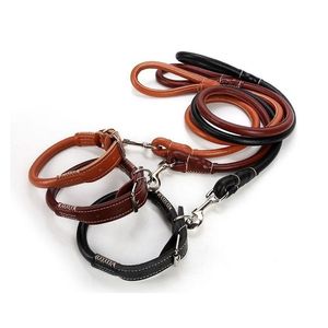 Dog Collars & Leashes PU Leather Small Harness Leash Wear-resistant Collar Perro Traction Suit Pitbull Puppy Chain Pet Accessories Cats Prod