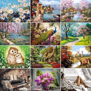 数字の花の絵によるGatyztory DIYペイントゼロ基底の手描きの絵画絵画絵画は、キャンバスユニークなGIF 220512の大人のための絵画絵画