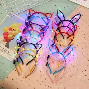 LED RAVE TOY Creative Cartoon LED GLOWERATE CAT EARS FEADS BASTIVAL PARTY GIRLS Flighting Head Band Sticks Halloween XMAS GIFT