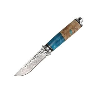 Hunter Knife High Hardness VG-10 Damascus Steel Hand Forged Harts Handle Outdoor Hunting Camping Tool
