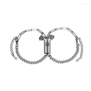 Цепочка звена 2pcs/Set Magnetic Bracelet с кубинской парой из нержавеющей стали Bangle Bangle День святого Валентина украшения Trum22