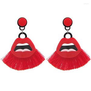 Dangle Chandelier Brincos Lip Drop Brincos para Mulheres Hip Hop Jóias Declaração de Jóias Tassel Earrings Red Boyclub BreatringsDangle Farl22