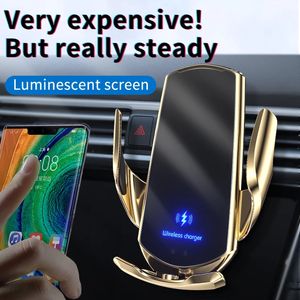 Automatic 15W Qi Wireless Car Charger Mount For iPhone 13 12 11 XS XR X 8 Samsung S20 S10 Magnetic USB Infrared Sensor Phone Holder Stand
