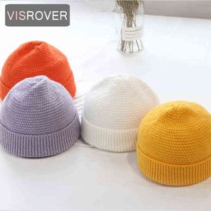 Fishrover 8 Colors Solid Color Wool Hats Winter Hat For Woman Best Match Acrylic Woman Autumn Warm Skullies Gift Wholesale J220722