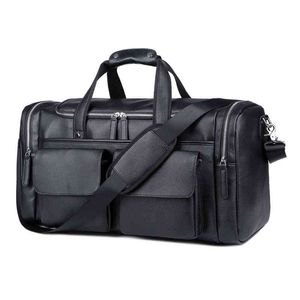 duffle bags Men's Leisure Travel Bag Large Capacity Lychee Pattern Handbag One Shoulder Diagonal Cross Cylinder Luggage Leather Fitness Bag 220707