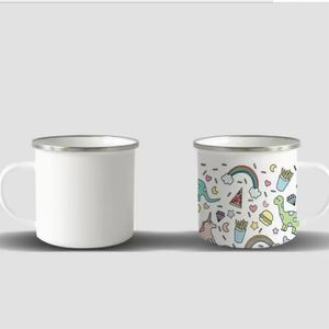 350ML sublimation enamel mug blanks wine tumbler coffee cup with handle DIY printing DHL