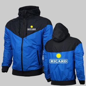 Herren-Kapuzenpullover, Sweatshirts, RICARD-Logo, bedruckt, anpassbar, gespleißt, Herren-Reißverschluss, Kapuzenjacke, Tops, warm, lässig, britischer Stil, Herren-Sportbekleidung