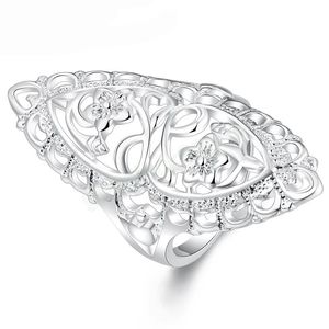 925 Sterling Silver Hollow Carved Ring Classic for Women Fashion Wedding Engagement Party Gift Charm Jewelry