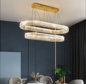 2021 lampada da lampada in cristallo di lusso di lussuoso ristorante Light Luxury Simple moderno soggiorno ovale