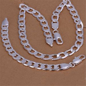 Men 6MM 8MM Chain 925 Classic Silver Bracelets Necklace Jewelry Set For Woman Charm Fine Fashion Party Wedding Gifts