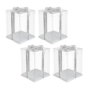 Gift Wrap Cake Boxes Clear Containers Födelsedag Transparent Tall Packing Display Bakery Pastry Dessert Carrier Candy Case BabyGift