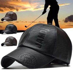 Läder Baseball Cap Mäns Fashion Sports S Army Militär Hat Man Brittiska Vintage Cowhide Hats 220318