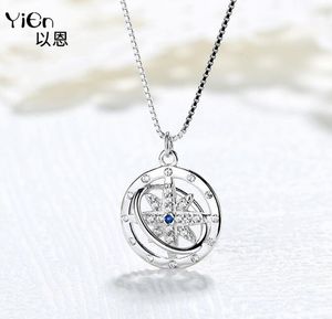 925 Silver Polaris Moon Necklace Rhinestone Diamond Star Moonstone Pendant Cross Lovers Gift Jewelry Pendant No Box