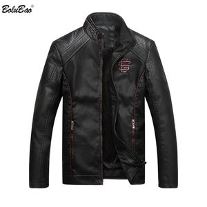 Bolubao Men Leather Suede Jacket Fashion Autumn Motorcykel PU läder Male Winter Bomber Jackets Ytterkläder Faux Leather Coat T200319