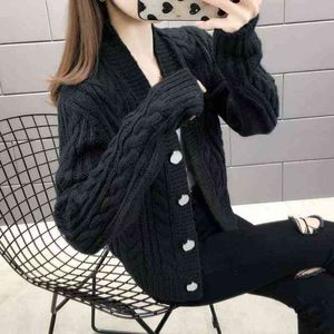 Women's Sweaters New net red knitted sweater cardigan women's coat autumn and Winter College style western V-neck top