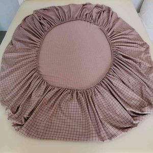 Japanese Washed Cotton Fitted Sheet Single Piece Solid Color Lattice Simple 1.5m Bed Double 1.8m