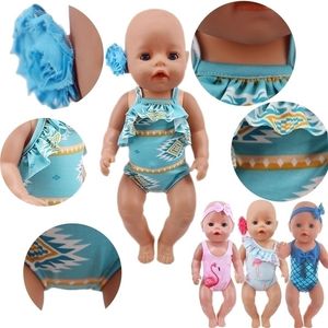 Head Flower Swimsuit Fish Scale Style For 43Cm Baby Items18Inch American Doll GirlGeneration Born Baby Accessories For Clothes 220815