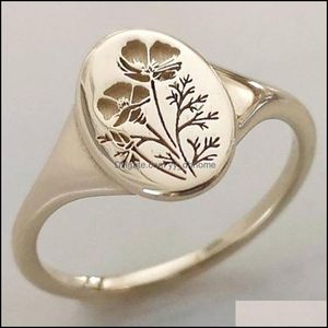 Band Rings Delicate Oval Ring Fashion Spring Little Swallow Flower Birds Whispering Floral Ladies Classic Dai Yydhhome Drop Yydhhome Dhlxv