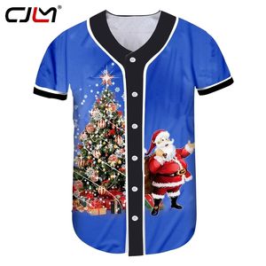 Lista odzieży męskiej wydrukowana 3D Choinka i Święty Mikołaj Casual Man Big Baseball Shirt 220623