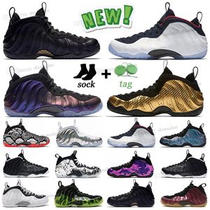 Mens Femmes Trainers Chaussures Air Foamposite One Pro Penny Hardaway Chaussures Black Aurora Elephant Imprime