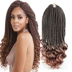 Balas de tranças de caixa Extensões de cabelo de crochê de crochê Africano Wavy Curly Ends Box Braids