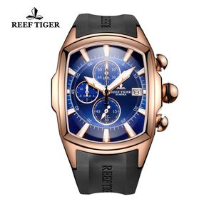 2020 REEF TIGER/RT TOP MARKE LUXURY SPORT WATN Men Rose Gold Blue Dial Professional Waterproof Watches Relogio Masculino T200409