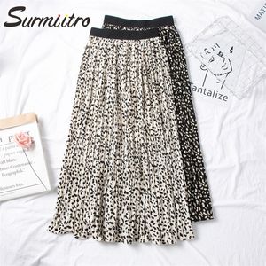 Surmiitro Floral Print Maxi Юбка Женщины с высокой талией для весеннего лета, дамы черная белая длинная плиссированная юбка самка 210311