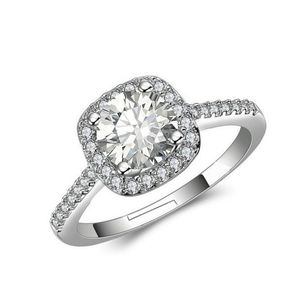 модная площадь большой камень роскошные дизайнерские кольца открытые ajustable crystal shining cz Zircon 925 Silver Ol Elegant Love Ring Jewelry Wholesale