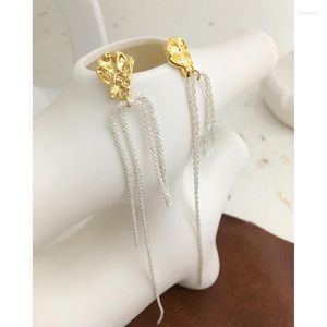 Chandeleiro Dangle Monlansher Long Tassel Brincos de queda de metal para mulheres cor de cor de ouro Gold Irregular Stud Jóias minimalistas elegantes 2022