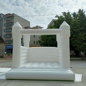 Casa de casamento de casamento branco inflável e inflável com slide e bola pvc jumper moonwalks de noiva saltitante castelo