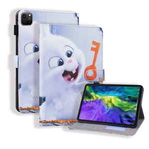 PU Leather Tablet Factions لـ Apple iPad Pro 12.9 Samsung Galaxy Tab S7 Plus T970 T975 ، View View Angle Cartoon Pattern Flip Kickstand Wover مع فتحات البطاقة