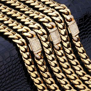 ingrosso Collana A Catena in Oro Personalizzata-NKC PILTO GOLD Miami Link Chain Necklace Cadena de Oro Mens Hip Hop Catene cubane Custom Hiphop Jewelry279M279M